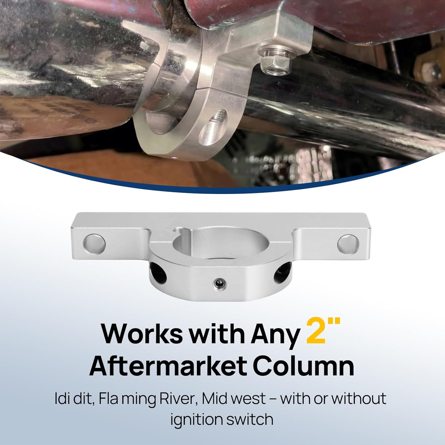 for 73-87 Chevy C10 Squarebody 2" Aftermarket Steering Column Adapter, Billet Aluminum Mount for C20 C30 K5 Suburban, Replace Factory Column with Universal 2" Columns – No Mods Required