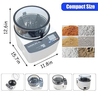 110V 150W Lab Planetary Ball Mill Machine, Desktop High-Speed & Low-Noise Ball Grinder with Digital Control, 4x100mL Jars Capacity, for Dry/Wet/Vacuum Grinding (Jars & Balls Not Included)