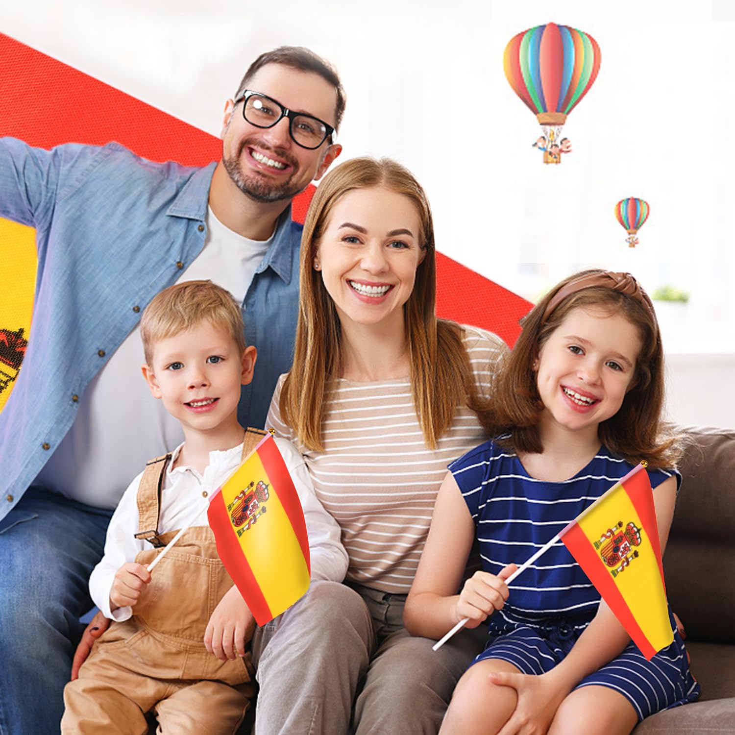 AhfuLife Petit Drapeau Espagnol 30cm, 30 Pcs Mini Drapeaux Espagne pour Décor Football Match Coupe du Monde Fête Nationale
