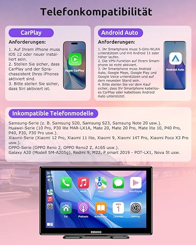 ESSGOO 9 Pouces Écran Voiture CarPlay sans Fil avec Caméra de Recul - 11