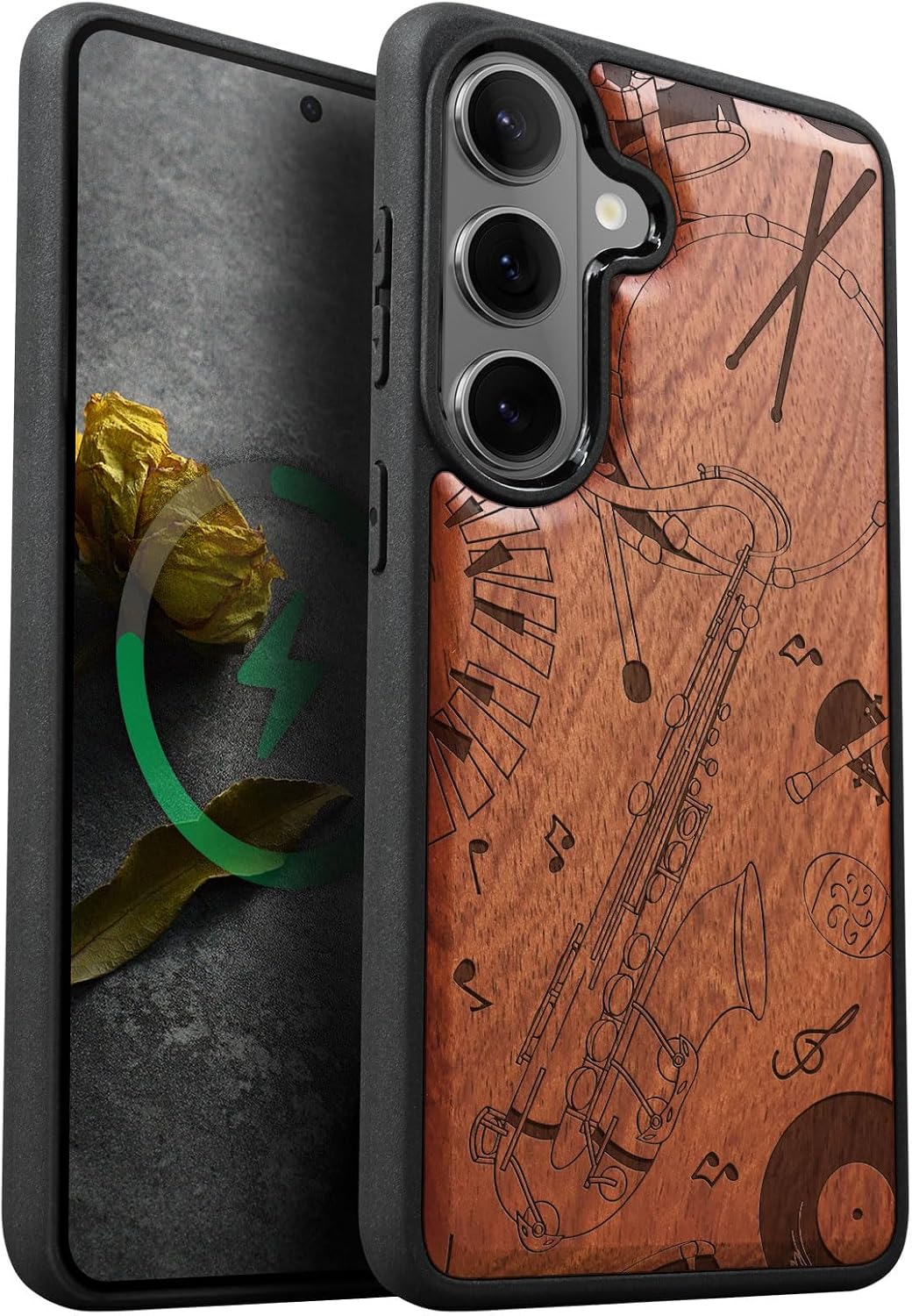 Carveit Magnetic Wooden Case for Galaxy S26+ Samsung S26 Plus Case, TPU Shockproof Cover & Wood Engraved, Compatible with MagSafe Wireless Chargers (The Enchanted Tree) Walnut