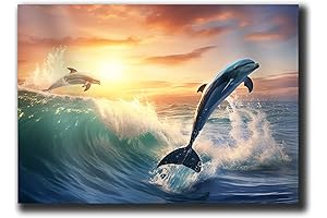Dolphin Pictures, Artwork Modern Poster Art Print, Dolphins Wall Hang, Dolphins Print...