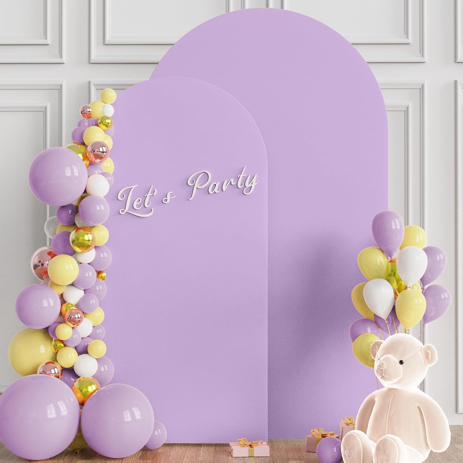 Wokceer Wedding Arch Backdrop Cover 7.2FT, 6FT, 6FT Spandex Set of 3 Wedding Arch Stand Covers Round Top Chiara Backdrop Stands Cover for Birthday Party Banquet Decor Light Dusty Rose