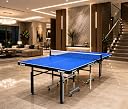 GYMNCO Practice Full Size Table Tennis Table with Wheel & Laminated Top, Table Cover, 2 Tt Racket & Balls, Blue (17 MM) gallery image