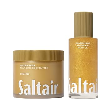 Saltair Golden Hour Glow Duo Multi-Lipid Body Butter & Shimmering Body Oil | Deep Hydration and Radiant Skin Set