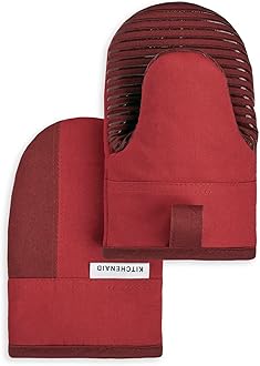 Kitchen Aid Beacon Mini Oven Mitt Set, 5.5"x8", Passion Red/Bordeaux