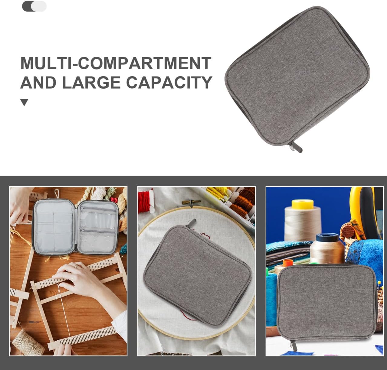 TEHAUX Knitting Needle Bag Circular Knitting Needle Set Large Capacity Multi-Compartment Storage for Travel