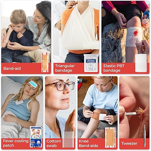 Miniatura 5 de Kit de primeros auxilios para viajes, automóvil y supervivencia de emergencia, suministros médicos compactos e impermeables con vendajes de trauma,