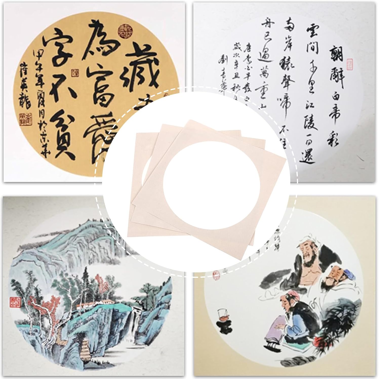 VILLFUL 10 Sheets Handmade Thickened Xuan Paper Card for Calligraphy and Painting Blank Rice Paper Craft Water-Ink Diffusion for Drawing and Seal Crafting