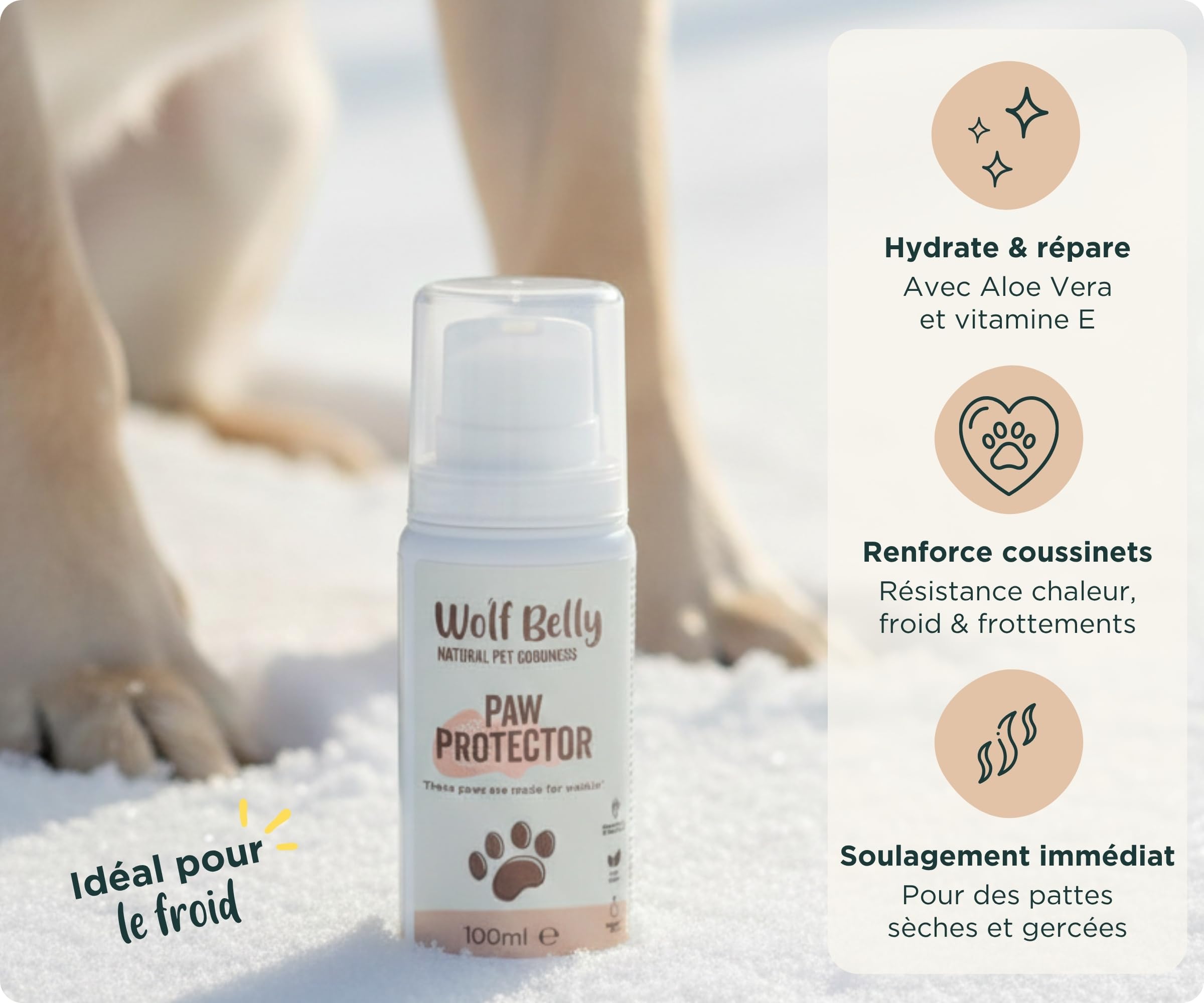 Wolf Belly - Pack Hygiène et Soin Complet pour Chiens et Chats | Shampoing + Après shampoing + Brume + Baume Coussinets | Aloe Vera 99%, Végan et Hypoallergénique - Fabriqué en UE