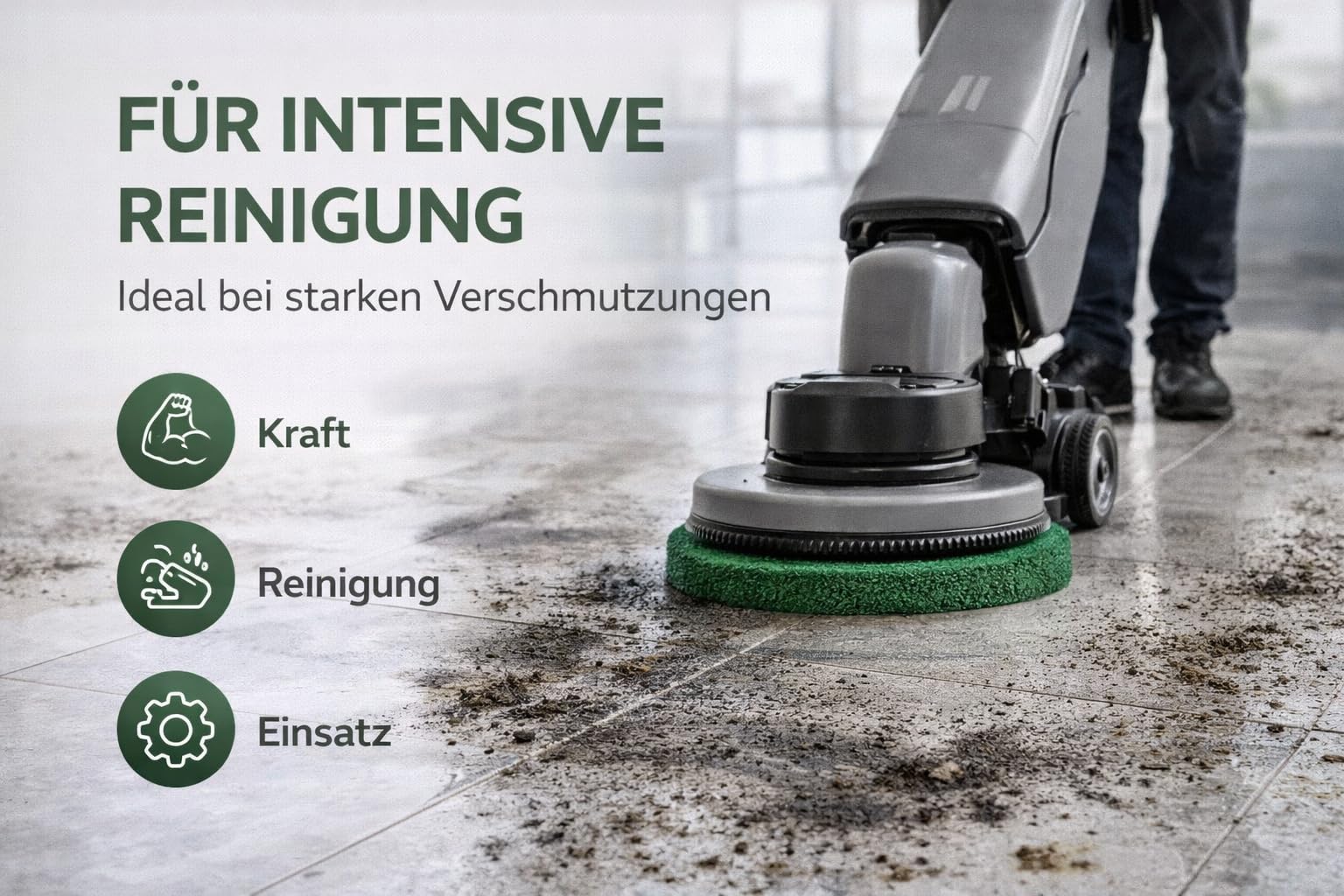 Scheuerpads dick Grün 16 Zoll (Ø 406 mm) – 5er Set Bodenpads für Einscheibenmaschine – Für starke Reinigung & intensive Grundreinigung – abwaschbar & langlebig