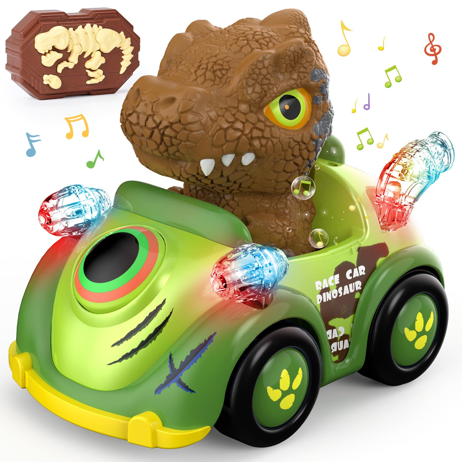 NQD Dinosaur Toys for Kids 3-5,Remote Control Car for Toddlers,2.4GHz Monster Trucks for Boys Girls with Light & Music, Dinosaur Toys Gift for Kids Boys Girls 1 2 3 4 5 6 Christmas Birthday