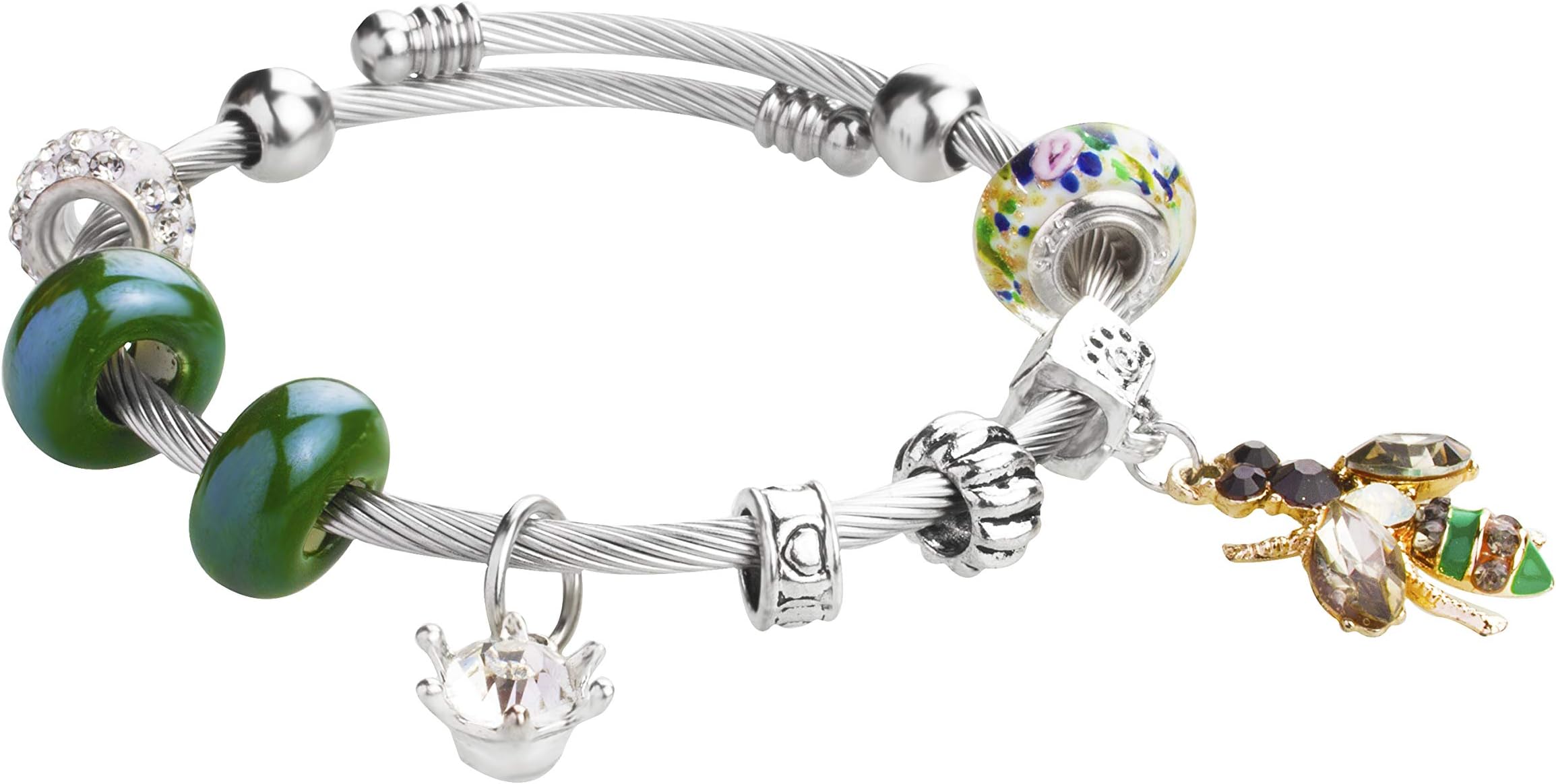 Multicolour Sterling Silver Plated Charms Bracelet for Women