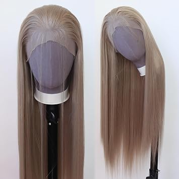 Ash Blonde Wig Long Straight Honey Blonde Brown Synthetic Lace Front Wigs Pre Plucked with Natural Hairline for Fashion Women Heat Resistant Hair Glueless Synthetic Lace Wig Light Brown