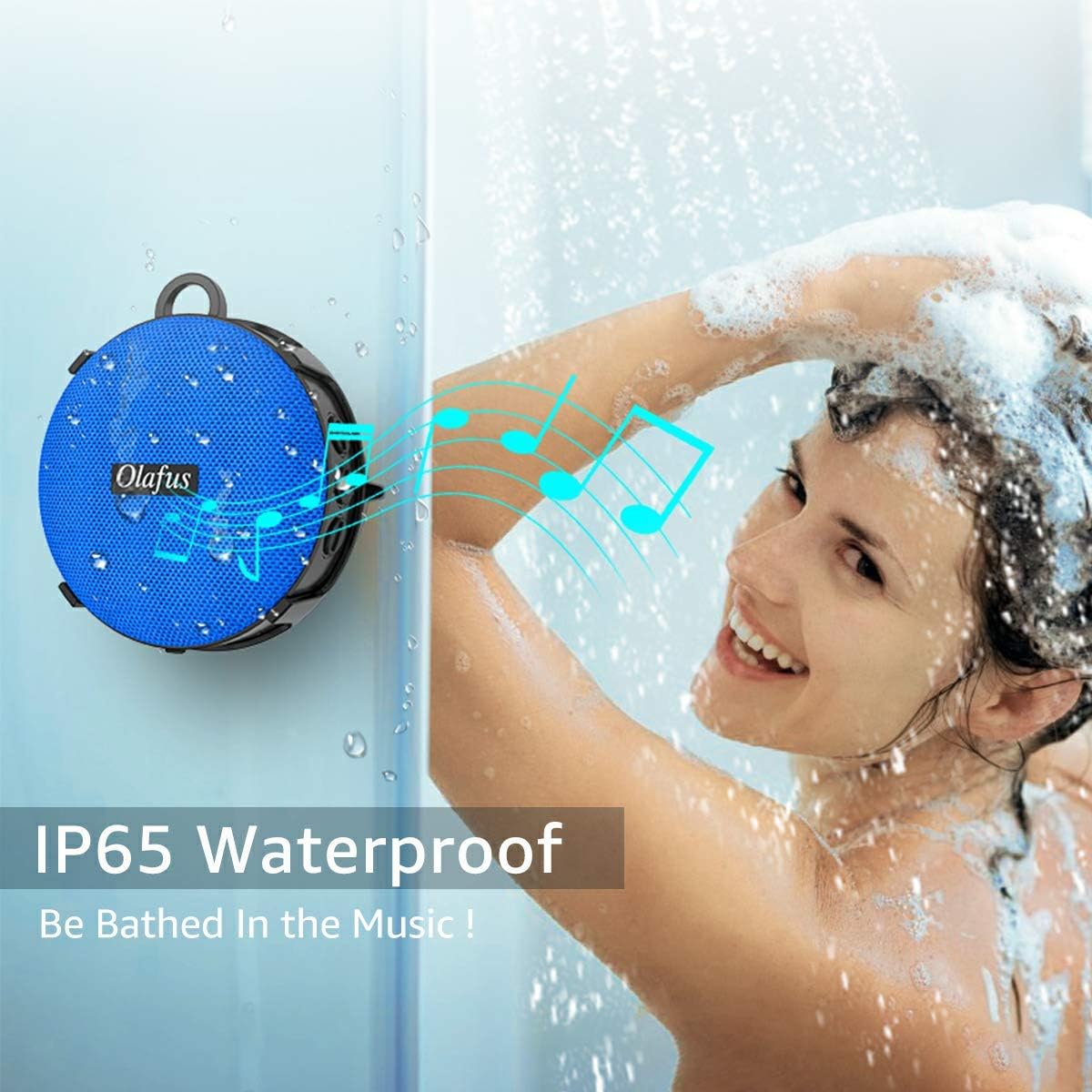 Olafus Shower Speaker Bluetooth Waterproof, Portable Wireless Speaker with Suction Cup,10H Playtime, Built-in Mic, Bluetooth Shower Speaker IP65 Compatible with iPhone Andriod, Bathroom Beach Outdoor