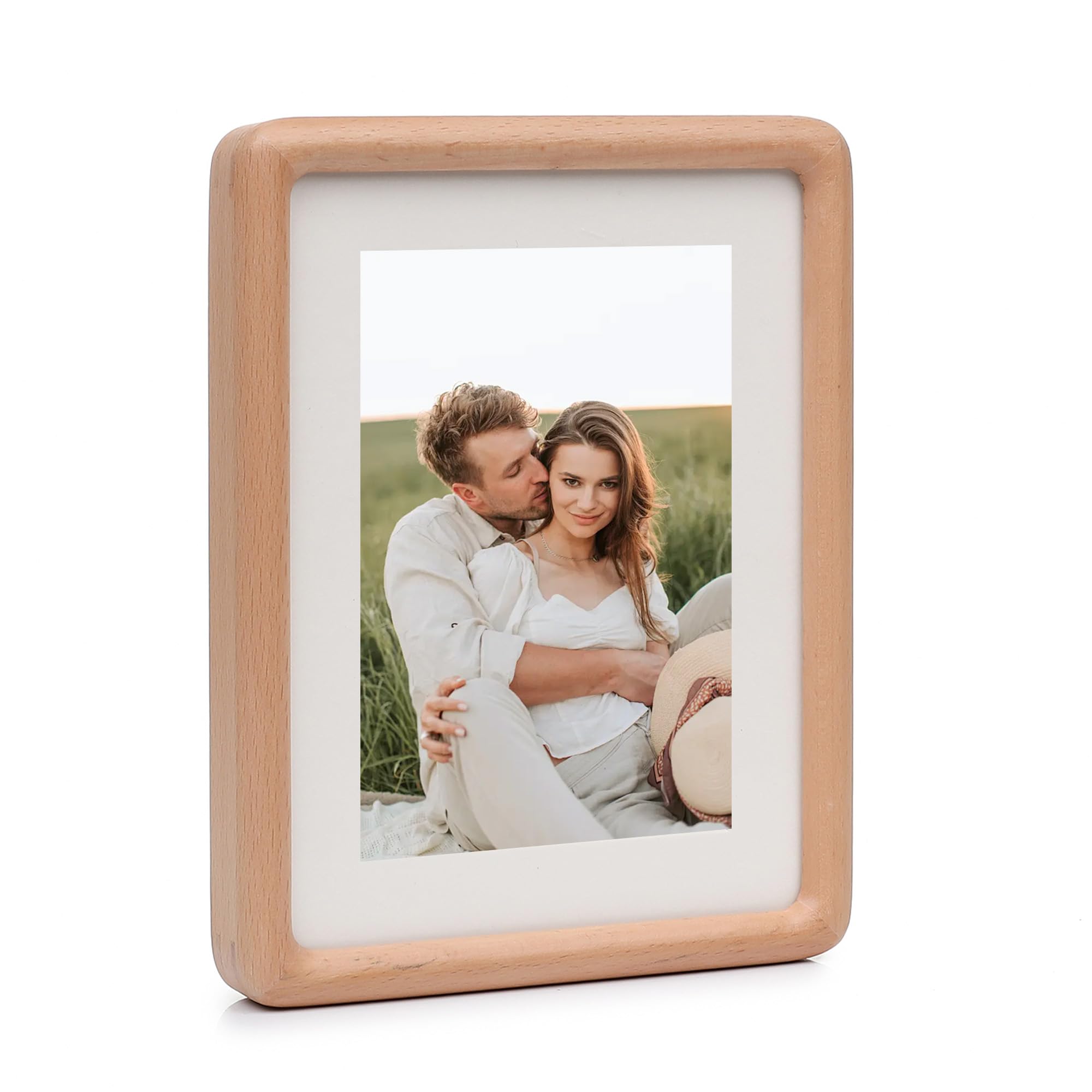 FFPMYF Cornice portafoto 21,5 x 16,5 cm, per parete e tavolo, in legno di faggio naturale, 8,5 x 6,5 pollici, con supporto e montaggio a parete (legno di quercia-8)