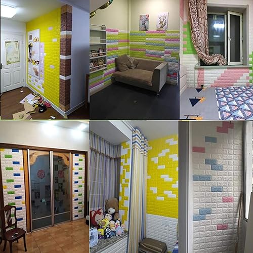 Miniatura 3 de Cozylkx Paneles de pared de espuma 3D, 5 azulejos que cubren 28.7 pies cuadrados, papel tapiz grueso de ladrillo para despegar y pegar para