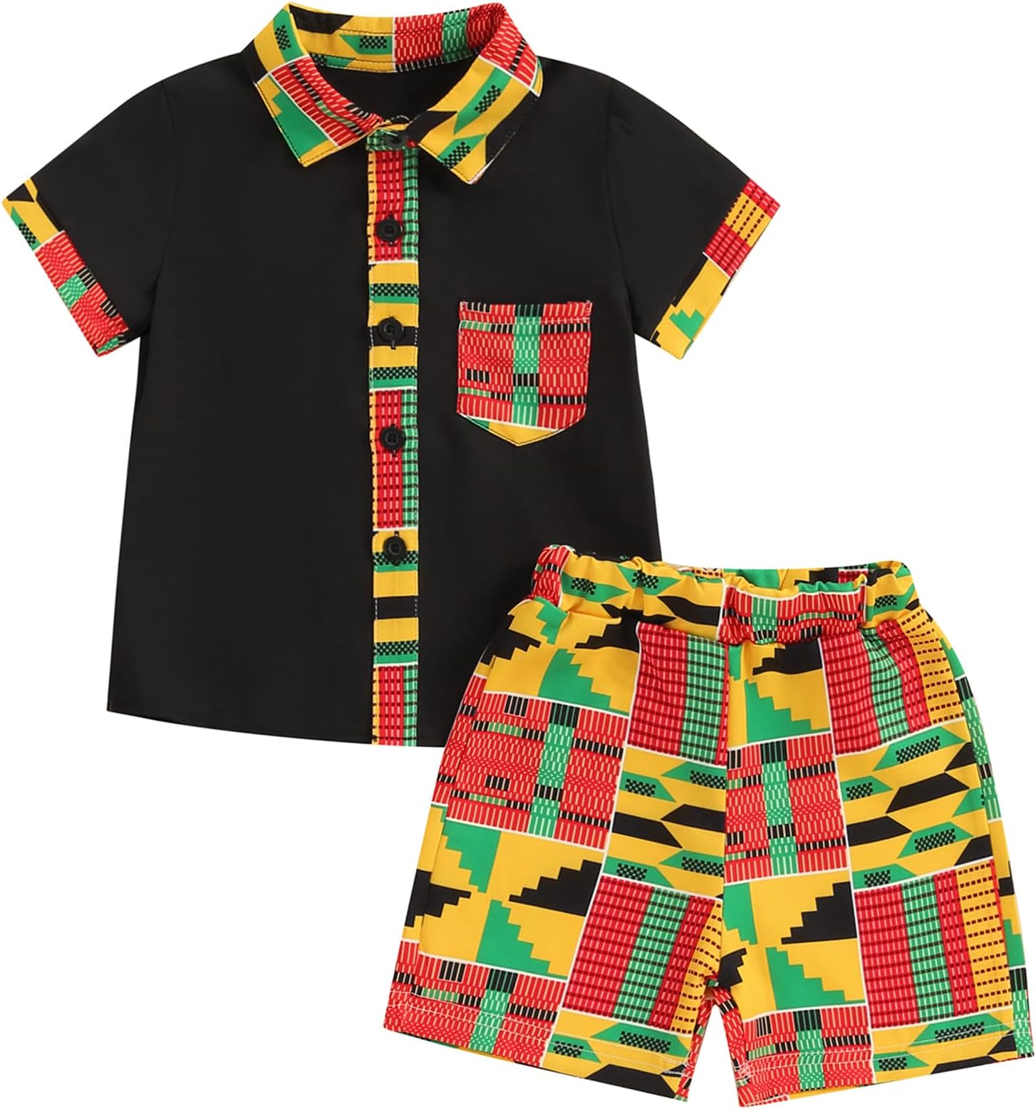 Toddler Baby Boy Summer African Print Kente Dashiki Clothes Outfits T Shirts Shorts Sets
