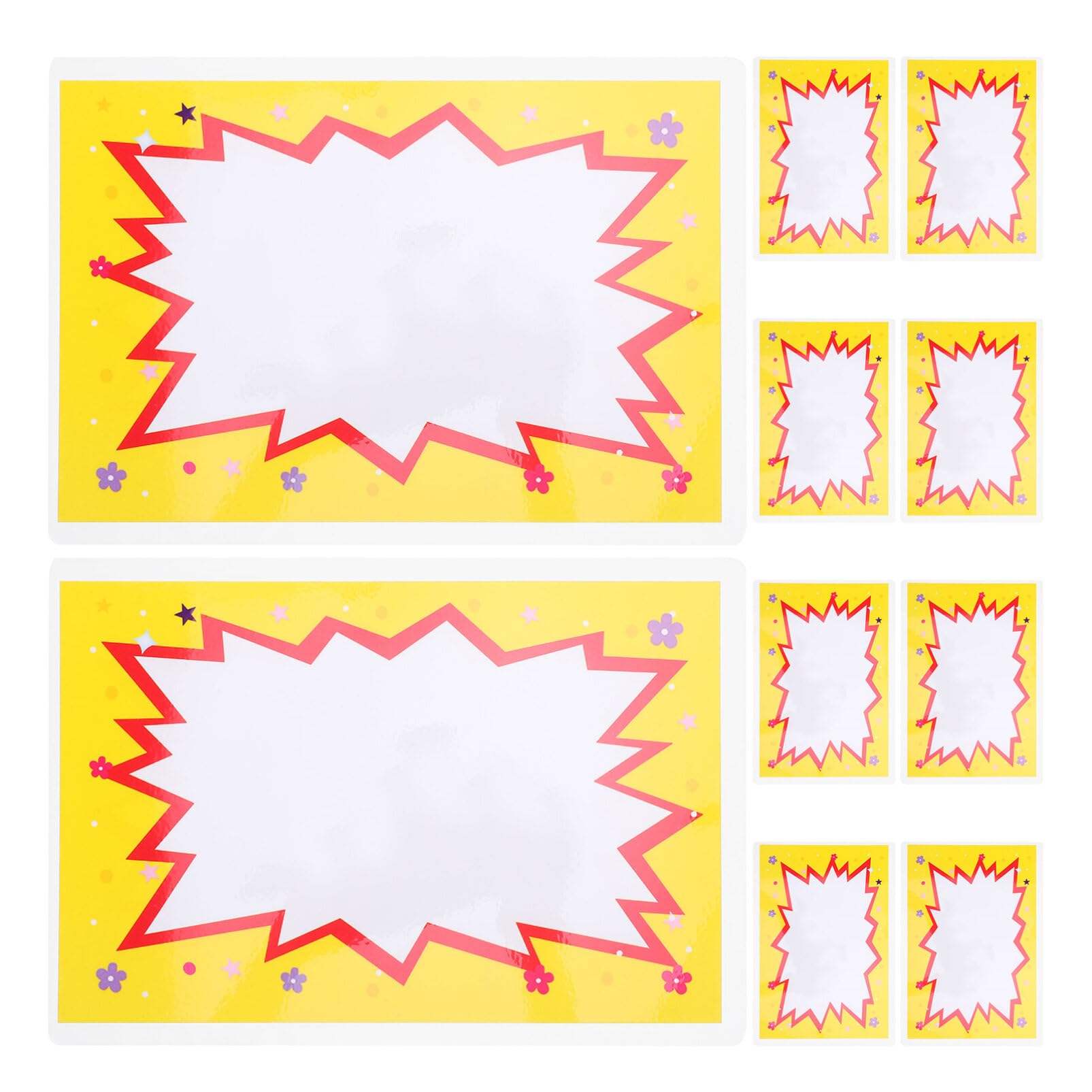 VILLCASE 10pcs Prices Labels Signs Fluorescent Blank Neon Paper Prices Tag Prices Labeling Tag for Retail Store Supermarket