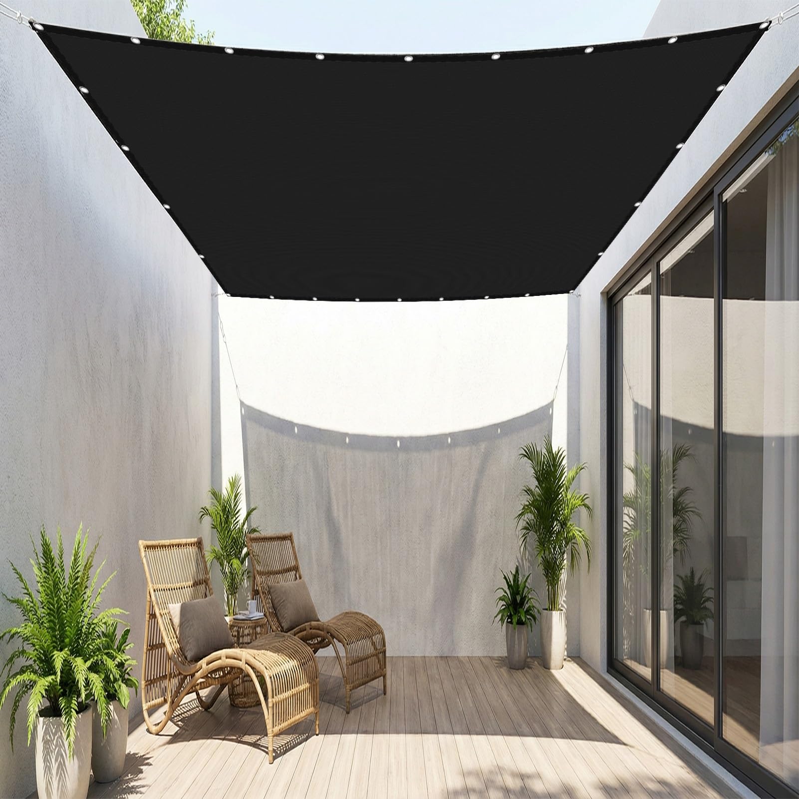 Sun Shade Sail 3 x 9.5 m Waterproof 95% UV Block Sunscreen Awning Canopy Privacy Protection Sun Shades for Party Pergola Balcony, Black