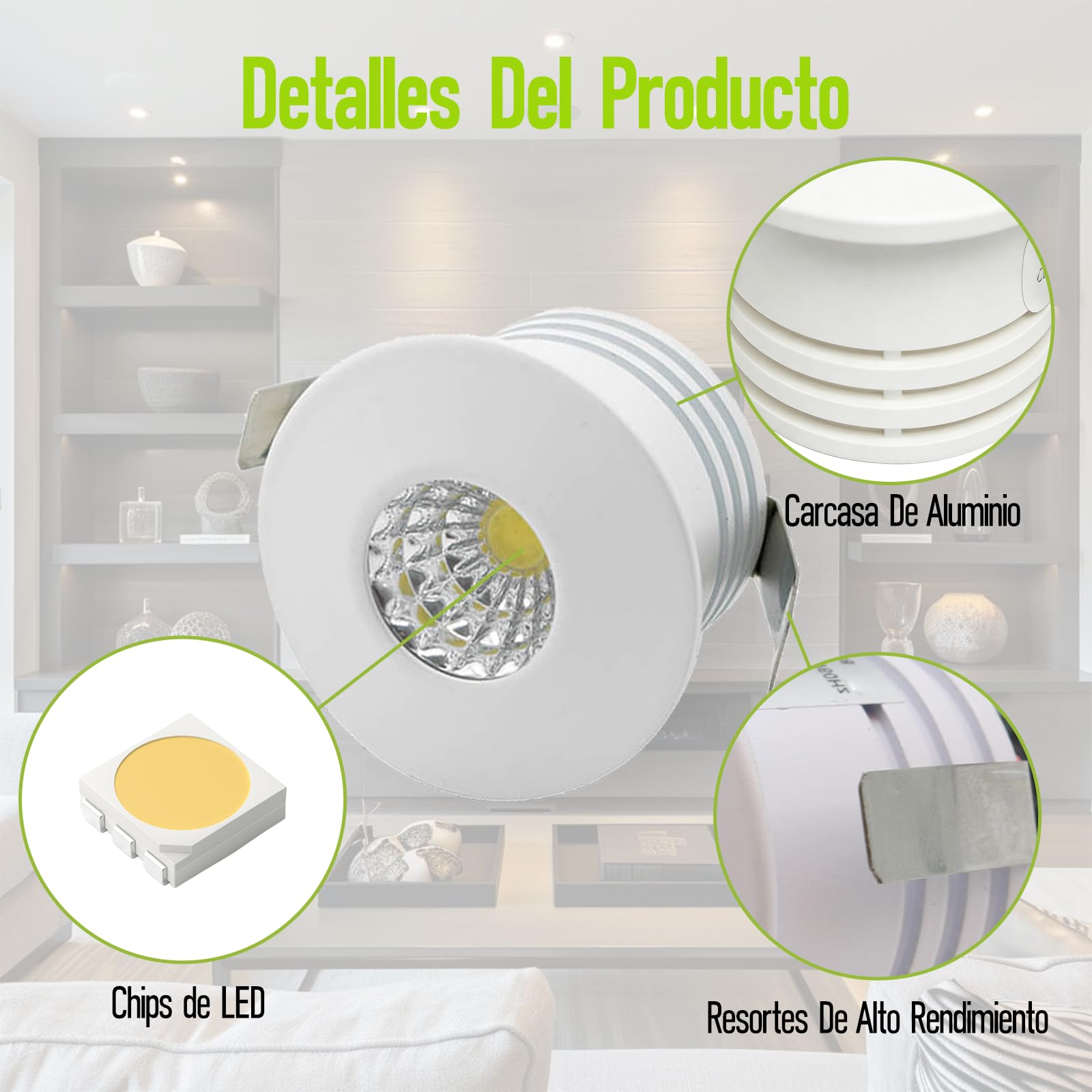4 Mini Focos LED Empotrable Interior Techo 3W Blanco Foco Spot COB Blanco Cálido 3000K 210LM Aluminio LED Iluminación de Vinoteca Armario Cocina Φ40 mm x 31mm | Montaje Φ35 mm