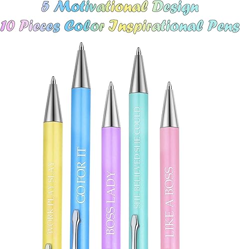 Miniatura 5 de Outus Juego de 5 bolígrafos con frases inspiradoras motivacionales para mujer, bolígrafos de tinta negra de metal, regalos de Navidad, bolígrafos