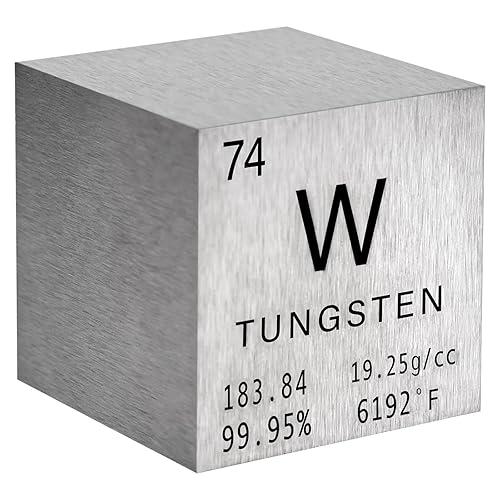 STPCTOU Cubo de tungsteno de metal puro de alta densidad, cubo grabado con láser, para colección de elementos, material de laboratorio, tabla