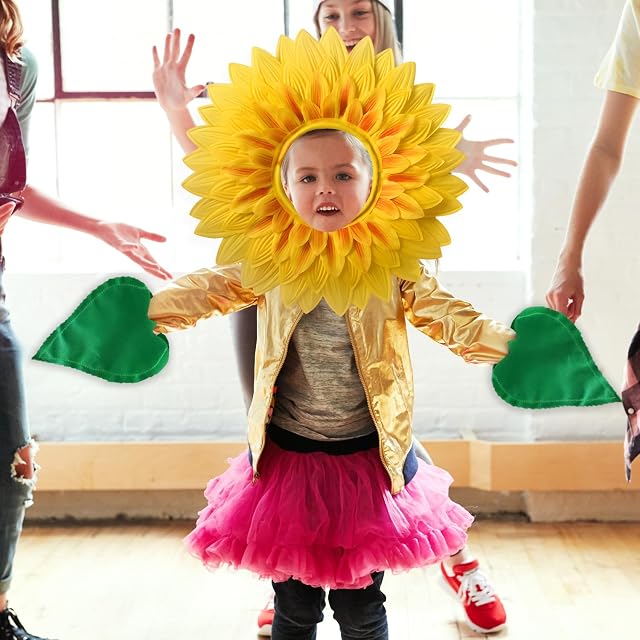 Foto 6 de 7 de Juego de 2 capuchas de girasol, sombreros creativos divertidos, accesorios de actuación para niños