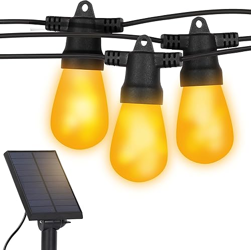 Brightech Ambience Pro - Tira de luces LED para exteriores con energía solar, 27 pies, impermeable, comercial, con bombillas parpadeantes, luces