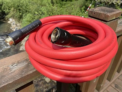 Miniatura 6 de SANFU Manguera de jardín híbrida de 58 pulgadas (0.610 x 0.819 in). X 25 pies, 200 PSI, resistente, ligera, flexible sin torceduras con mango de