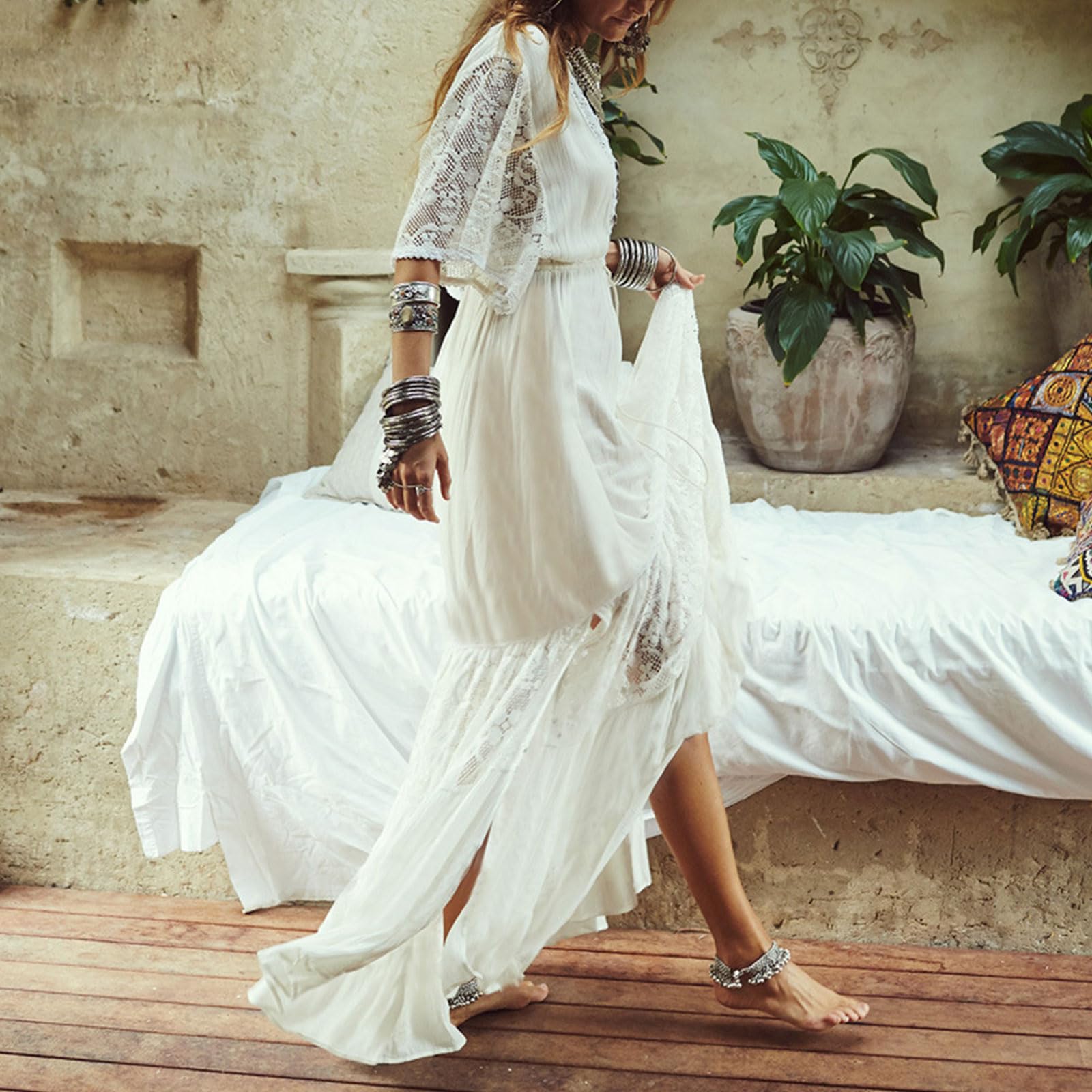 Abito caftano copricostume da donna in pizzo patchwork caftano resort abito da spiaggia caftano abito da donna