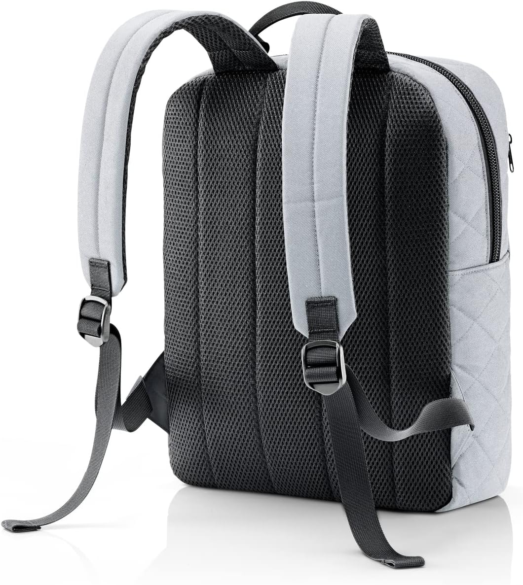 Reisenthel Classic Backpack M - durchdachter Rucksack, modernes Design mit Netzrücken - rechteckiger Boden für Stabilität Gold, Rhombus Light Grey, 13