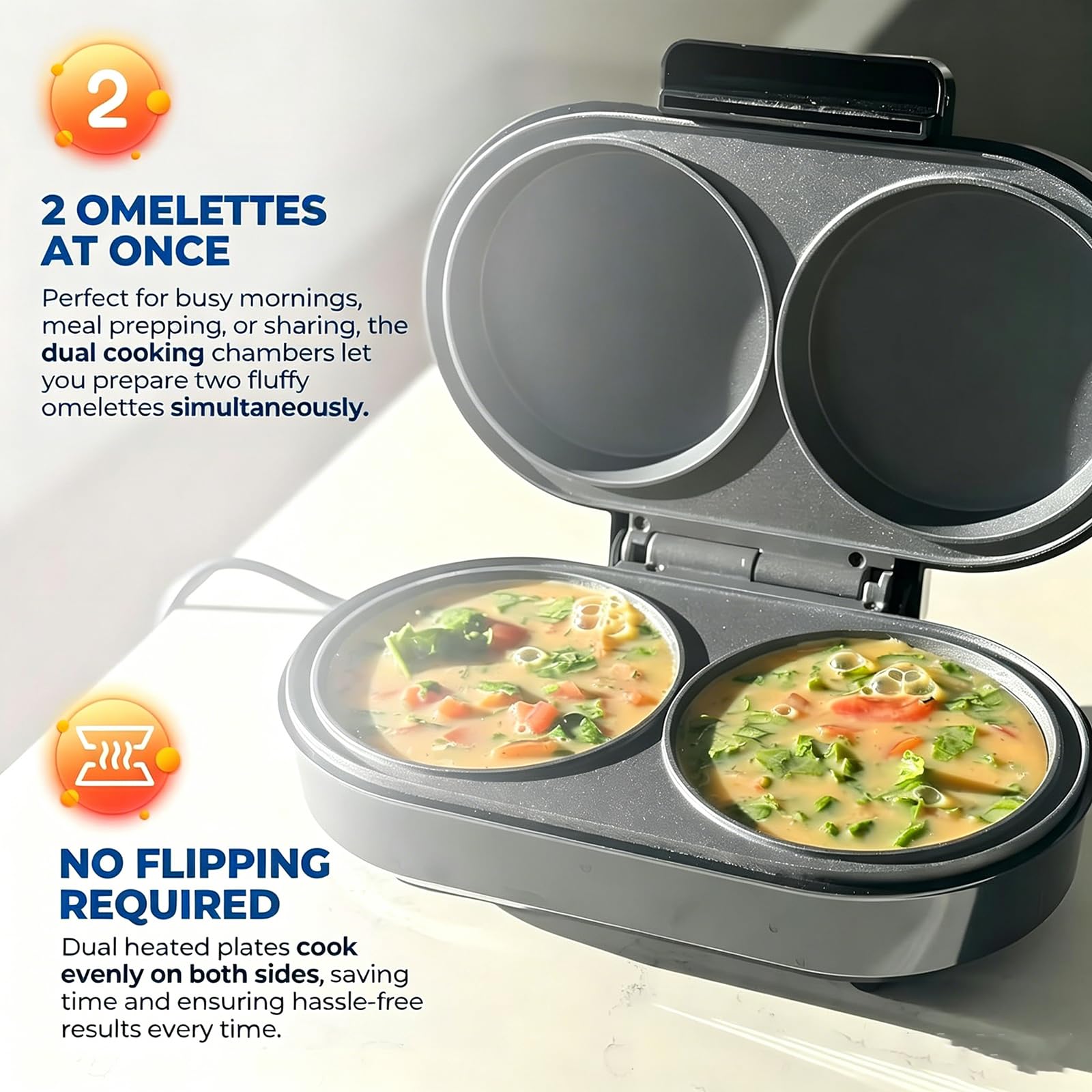 Máquina Para Tortillas De Desayuno, Máquina Antiadherente Para Doble Huevo Y Hamburguesas & Crepera Eléctrica, Gofrera Multifuncional Con Placas De Cocción Profundas Para Huevos Fritos, Hamburguesas