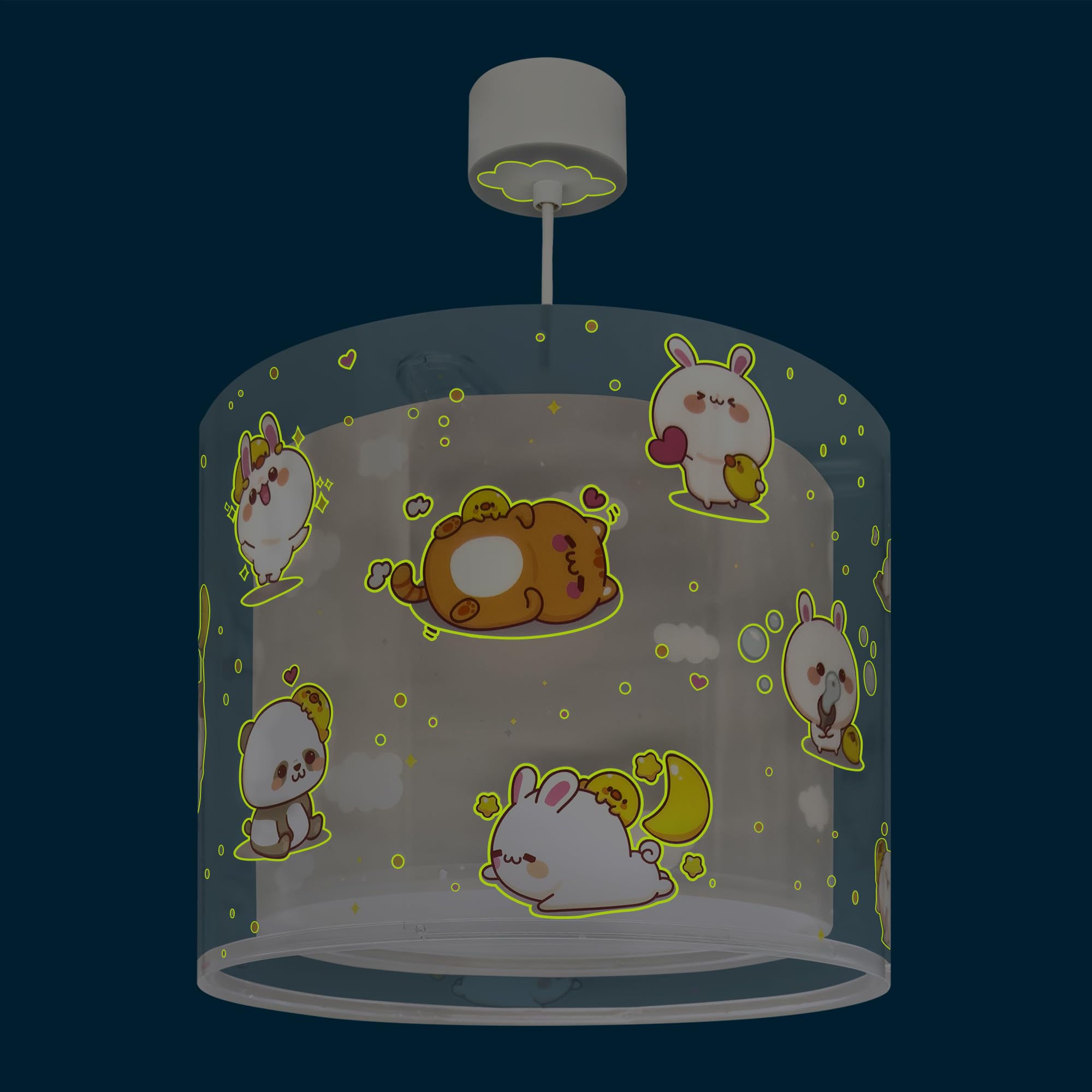Dalber Lámpara Infantil De Techo Colgante Kawaii Friends Gris animalitos, 41762E, E27