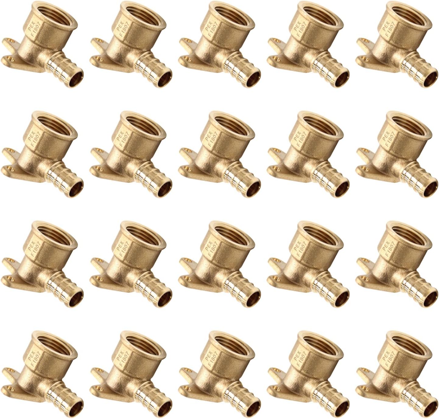 20-Pack EFIELD Pex 1/2 Inch x 1/2 Inch Female NPT Drop-ear Elbow - for Transition from Pex to Threaded Pipe,(PEX1807159-20PCS)