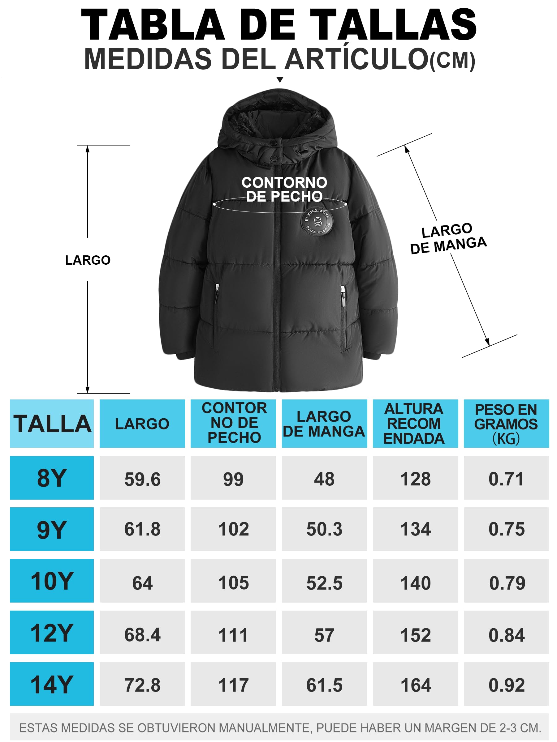 SOLOCOTE Abrigo de invierno para niños varones con forro de fleece pesado resistente al agua y al viento con capucha Parka para niños