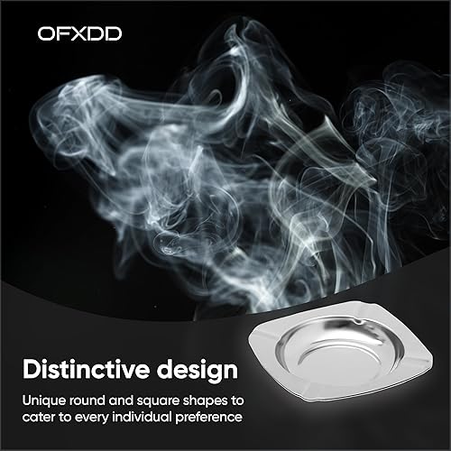 Miniatura 4 de Ceniceros de cigarrillos irrompibles para hombre, paquete de 6, ceniceros para exteriores, estilo moderno, bandeja de cigarros de metal inoxidable