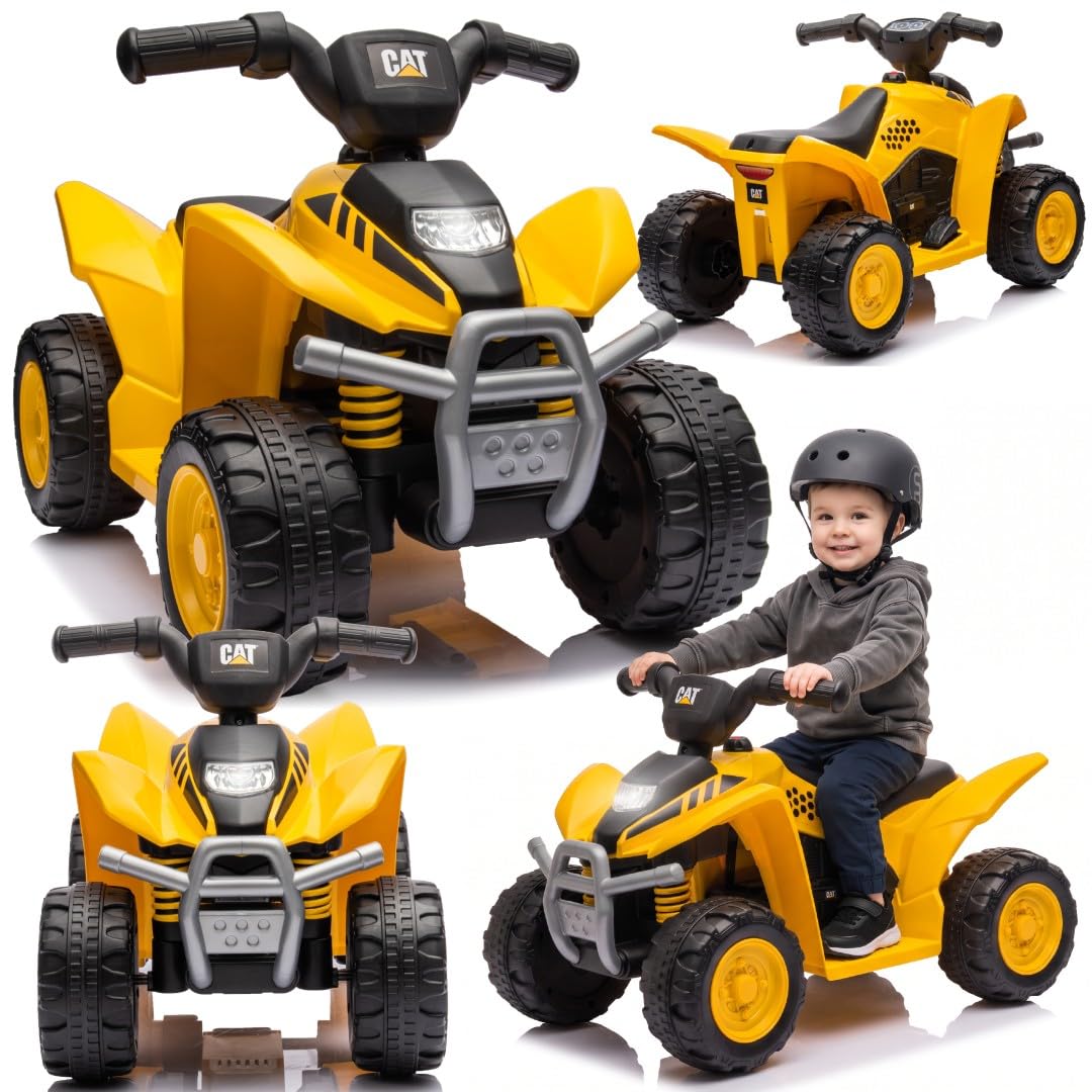 Kinder Elektro Quad mit Akku, Elektroauto für Kinder 18 bis 36 Monate, Geländeräder, elektrischer Antrieb, konturierter Sitz (Gelb)