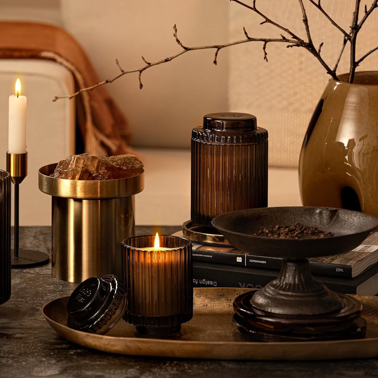 LA JOLIE MUSE Santal Himalayen Candle, Amber Scented Candles Gifts for Women, Natural Soy Candle, Candles for Home Scented, Luxury Glass Jar Candles for Home Decor, 60 Hours Long Burning, 11 Oz - Image 2