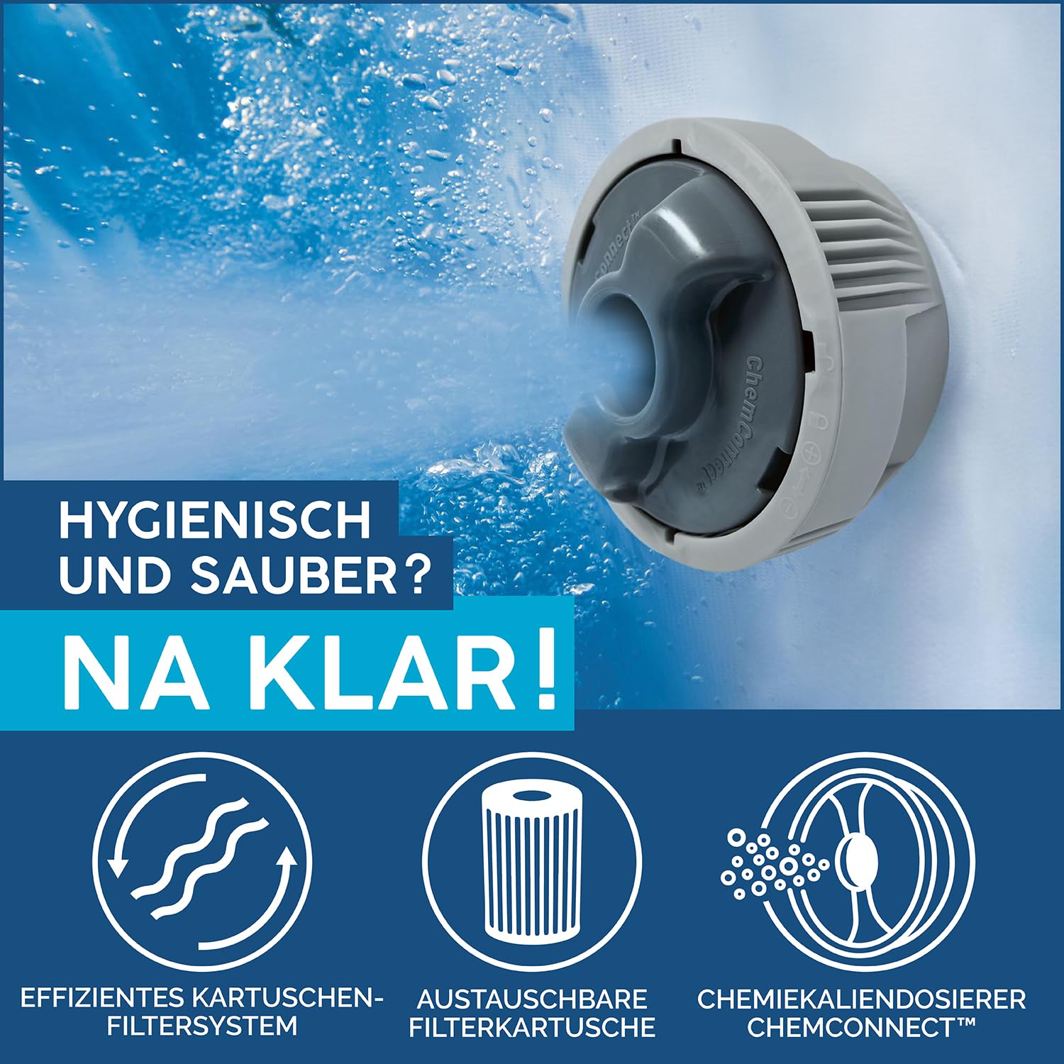 Bestway Lay-Z-Spa Hollywood LED-Whirlpool 6 Personen, Ø 196x66 cm | 140 AirJet-Düsen, LED-Leuchtstreifen mit Fernbedienung, Heizung bis 40°C, 4 Schaumkissen