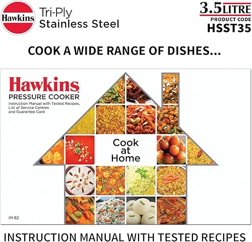 Miniatura 10 de Hawkins Olla a presión de acero inoxidable triple de 3,5 litros, cocina de tapa interior, plata (HSST35)