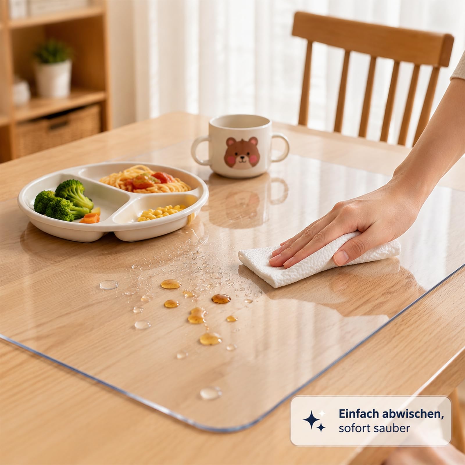 2 Stück PVC Tischdecke Transparent, 40x60cm Tischfolie, 0.7mm Durchsichtige Tischdecke, Abwaschbar Tischschutzfolie, Wasserdicht Fettdicht, Tisch Folie für Tisch Rechteckig Küche, Haushalt & Wohnen