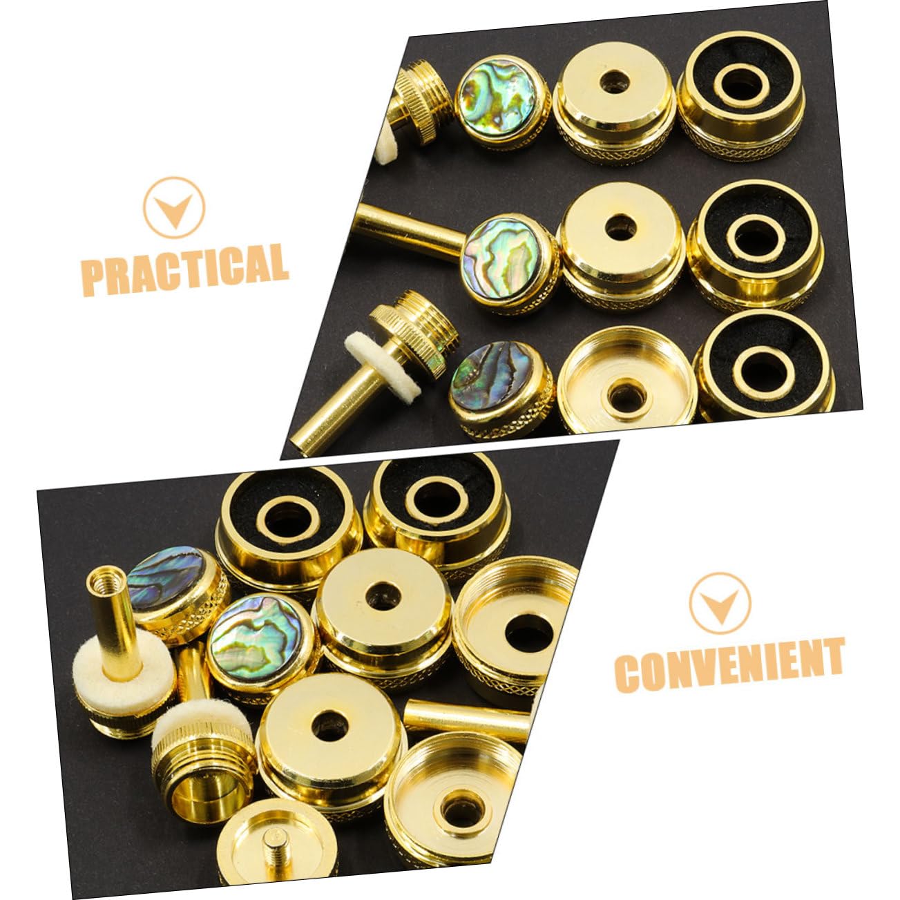 BESTonZON Botones para Válvulas de Trompeta, Metal Dorado, Tapas Inferiores y Varillas, Repuesto Portátil para Reparación de Trompeta