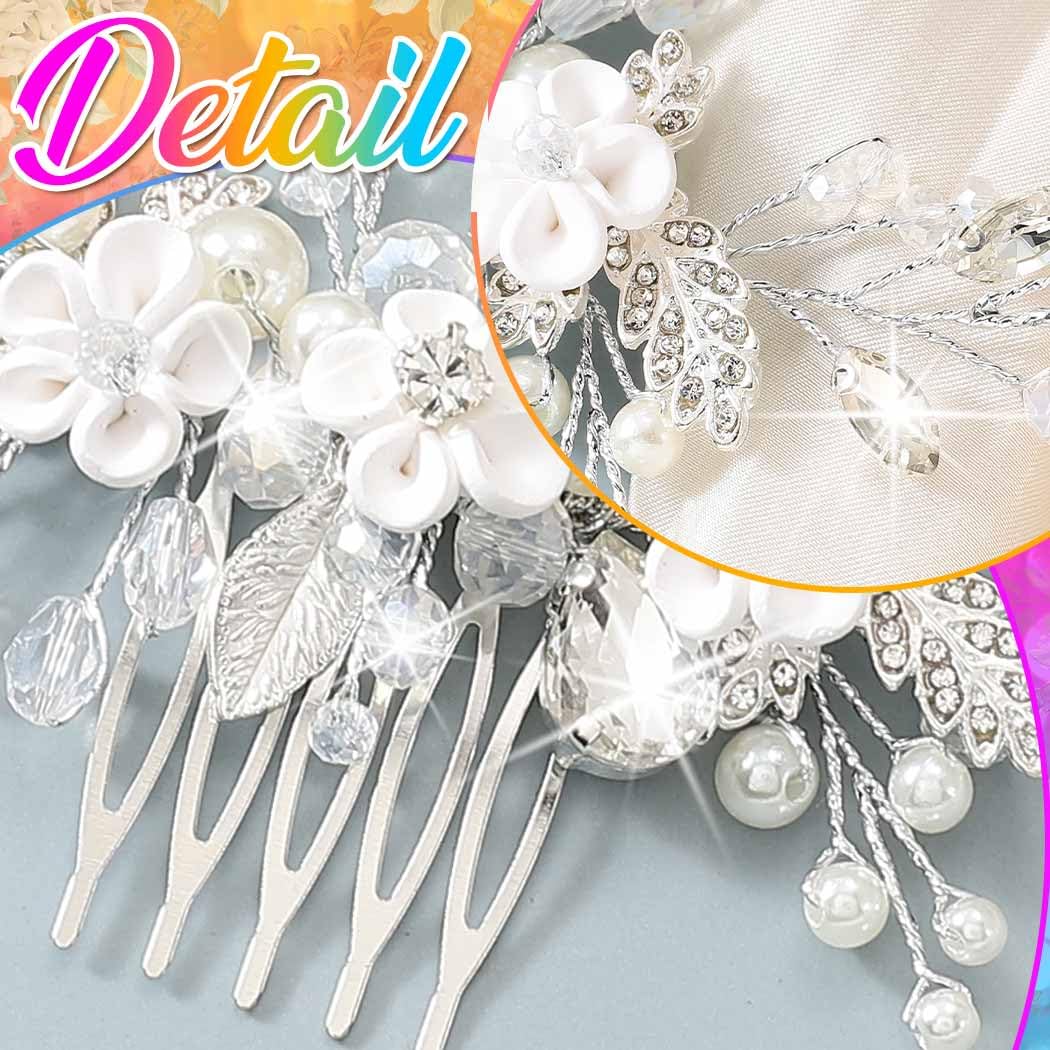 Latious Bridal Hair Comb Silver Wedding Hair Accessories Pearl Hair Clips for Women - Image 5