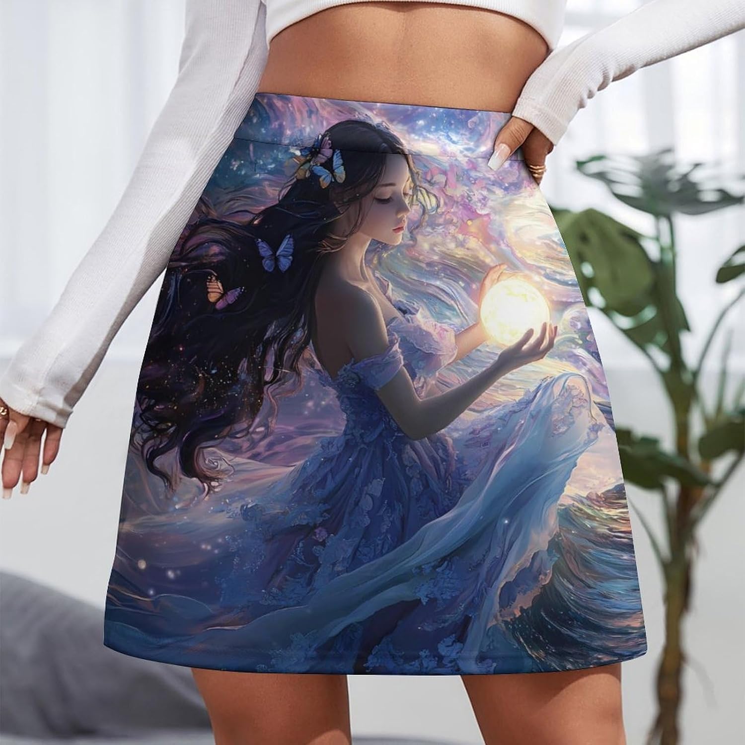 Girl Butterfly Flowers Skorts for Women Mini A-line Skirt Casual Tennis Golf Short Skirts