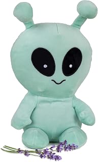 Glow in the Dark Alien - Microwavable & Weighted Plush Stuffed Animal - Heated Plushie for Comfort & Warmth - Cute, Soft, Comforting Toy for Adults & Children (Boys, Girls, & Toddlers) by Warm Pals