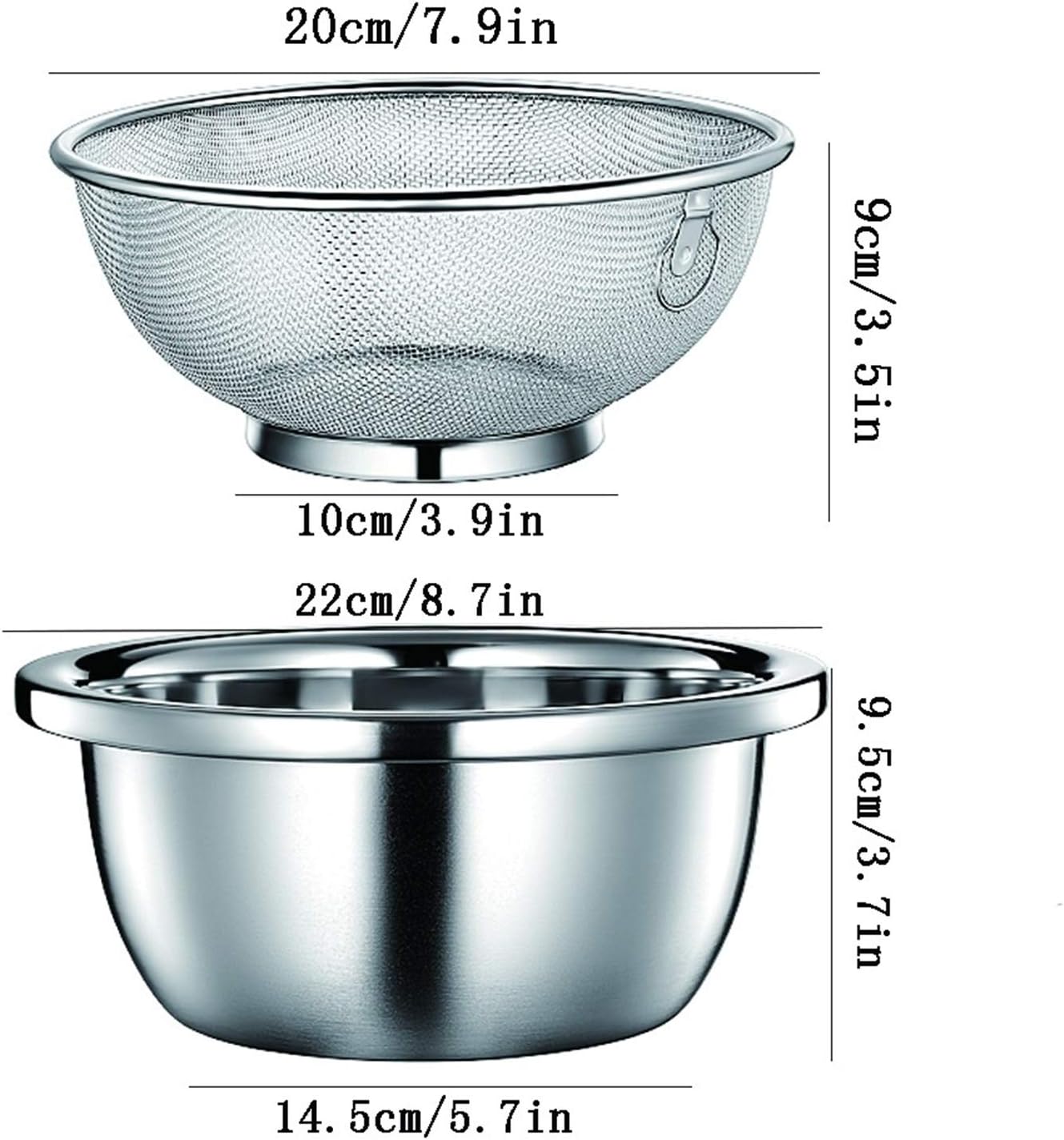 Colander，Colander Strainer，Colander Strainer Basket，Sink Strainer Colander Drain Basket Double-Layer Large-Capacity Colander, Stainless Steel Fine Strainer Drain Rack for Washing Fruits and Vegetables