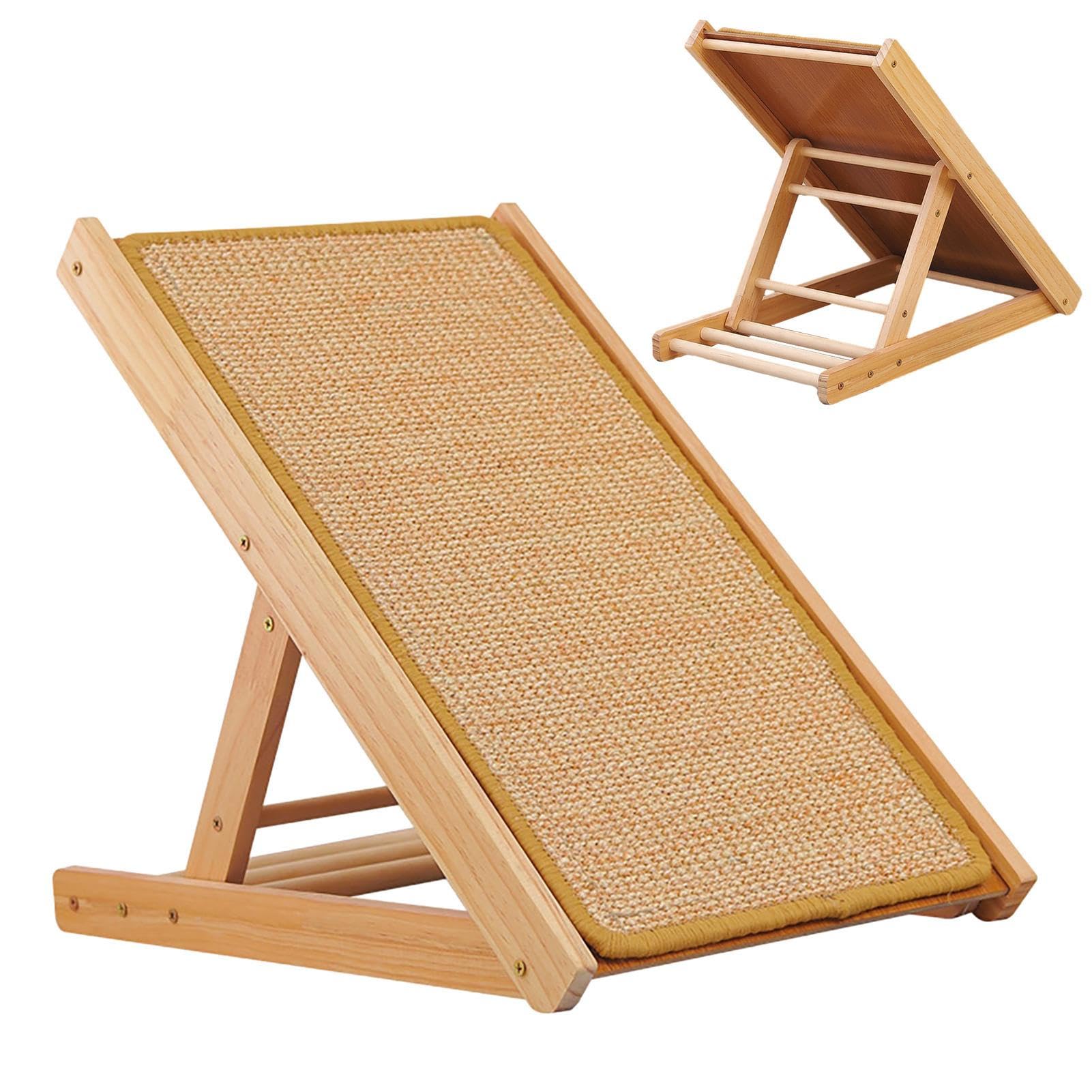Rascador de Sisal y Rampa Duradera para Gatos de Interior con Cama Ajustable de Tres Alturas Diferentes