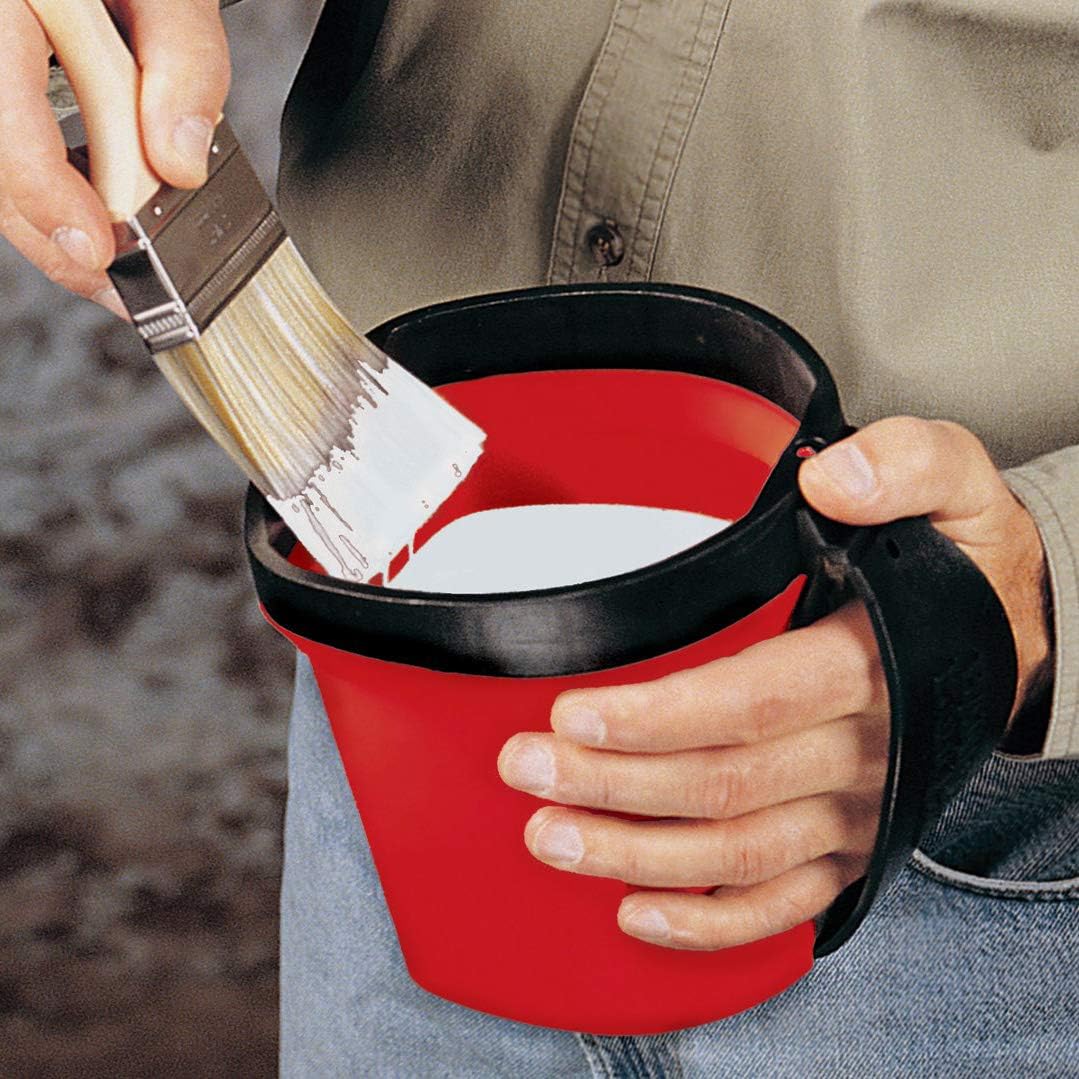 Bercom HANDy Plastic 1 Quart Red Paint Pails (2 Pack) with Disposable Liners (12 Pack)