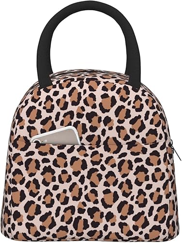 Miniatura 2 de Bolsa de almuerzo aislada con puntos de leopardo para mujeres y hombres, lonchera grande reutilizable para adultos, a prueba de fugas, portátil,